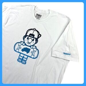 Trukfit Graphic T-Shirt Men XXL White 100% Cotton Skateboard‎ Streetwear Tee